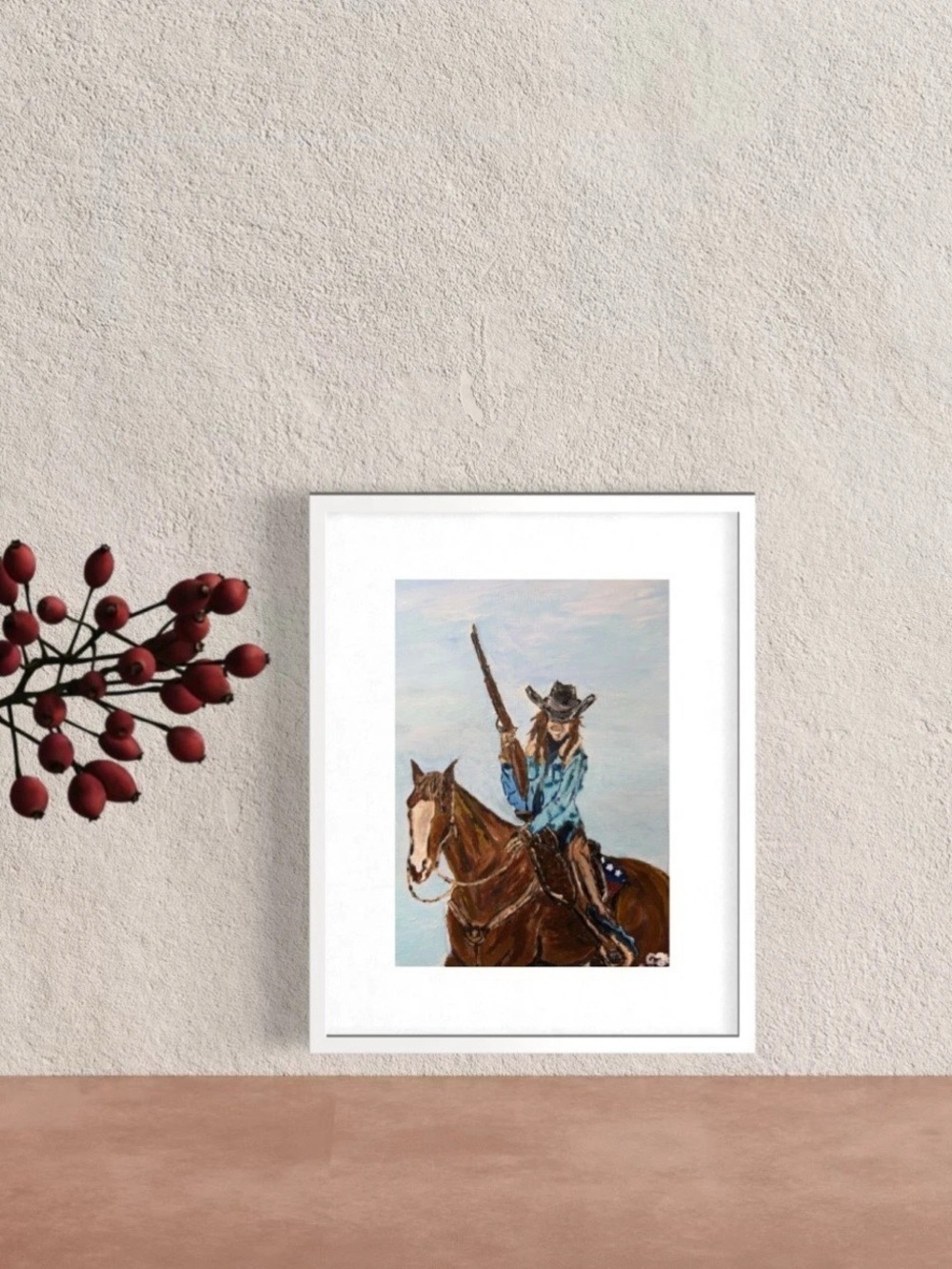 She Rides Alone Cowgirl Horse Art Print 5x7 Signed Western Wall Art